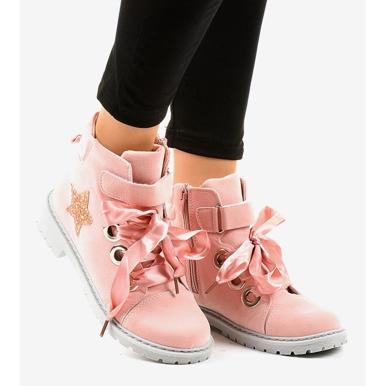 BM Vaaleanpunaiset vaelluskengät tähdellä TL51-4 vaaleanpunainen 1