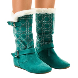 Vihreät litteät saappaat vasikan keskelle R100 1