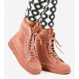 Vaaleanpunaiset mokkanahkaiset saappaat 7-3727B vaaleanpunainen 2