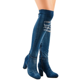 Ahdistuneet denim-saappaat HX15135-96 tummansininen 1