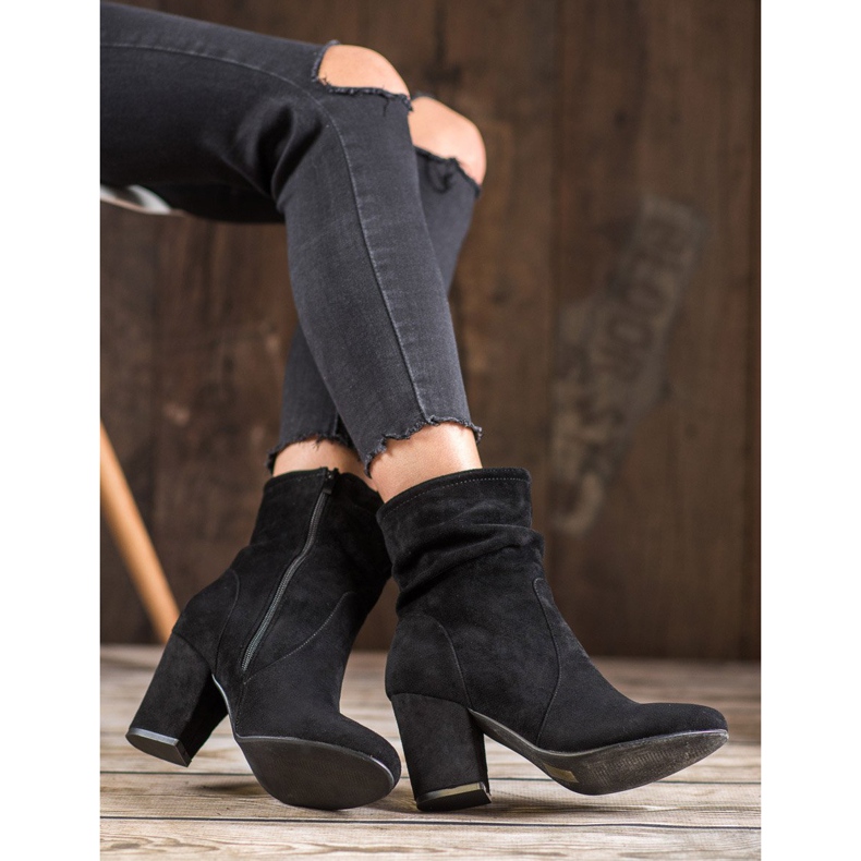 SHELOVET Korkeat mokkanahkakengät musta 2