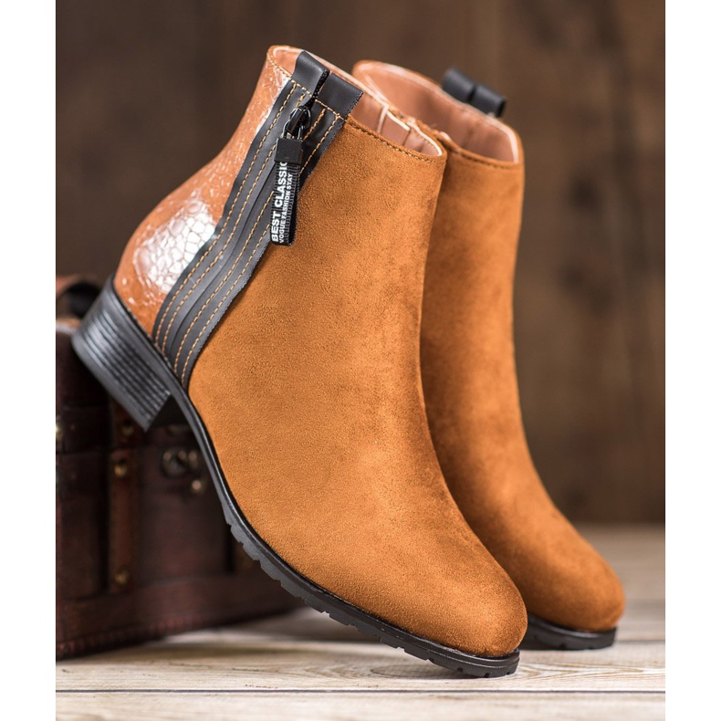 Erynn Saappaat koristeellisella vetoketjulla ruskea 1