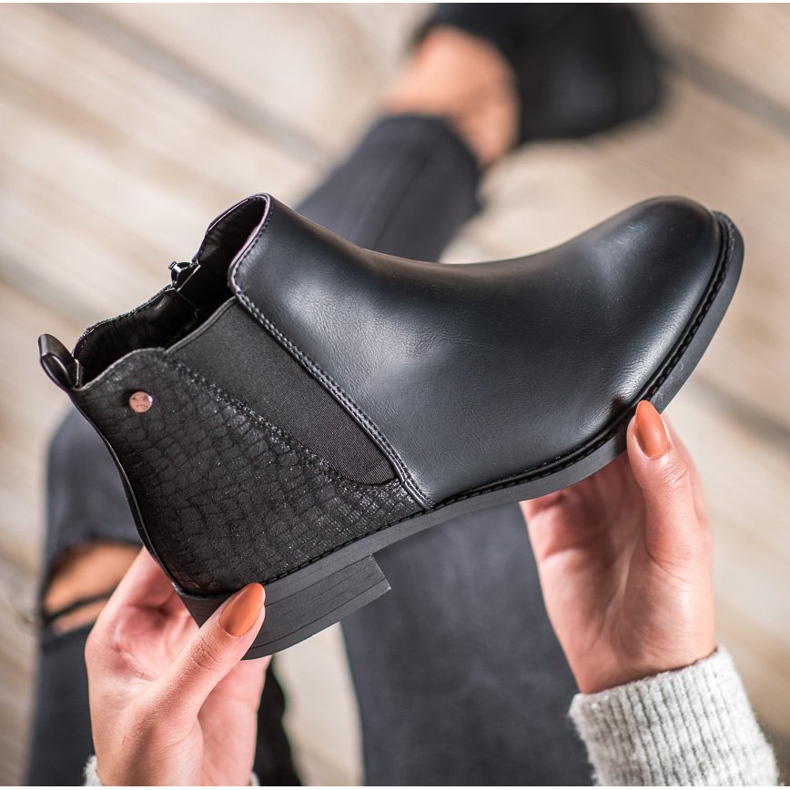 SHELOVET Mustat saappaat vetoketjulla 1