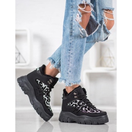 SHELOVET Leopardikuvioiset lenkkarit musta 1