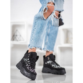 SHELOVET Leopardikuvioiset lenkkarit musta 2