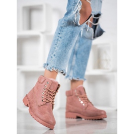 SHELOVET Vaaleanpunaiset trapperit turkiksella vaaleanpunainen 1