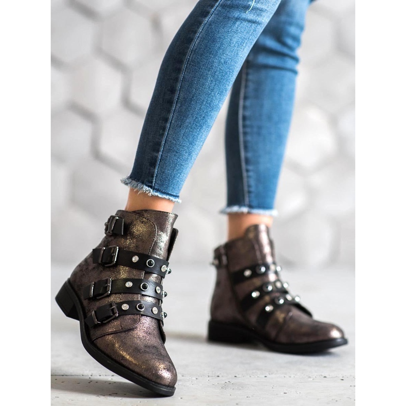 Forever Folie Tyylikkäät saappaat suuttimilla ruskea keltainen 2