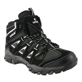 Mustat kiinteät, eristetyt miesten vaelluskengät 6282 harmaa 1