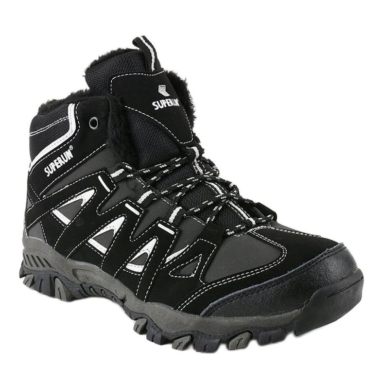 Mustat kiinteät, eristetyt miesten vaelluskengät 6282 harmaa 1