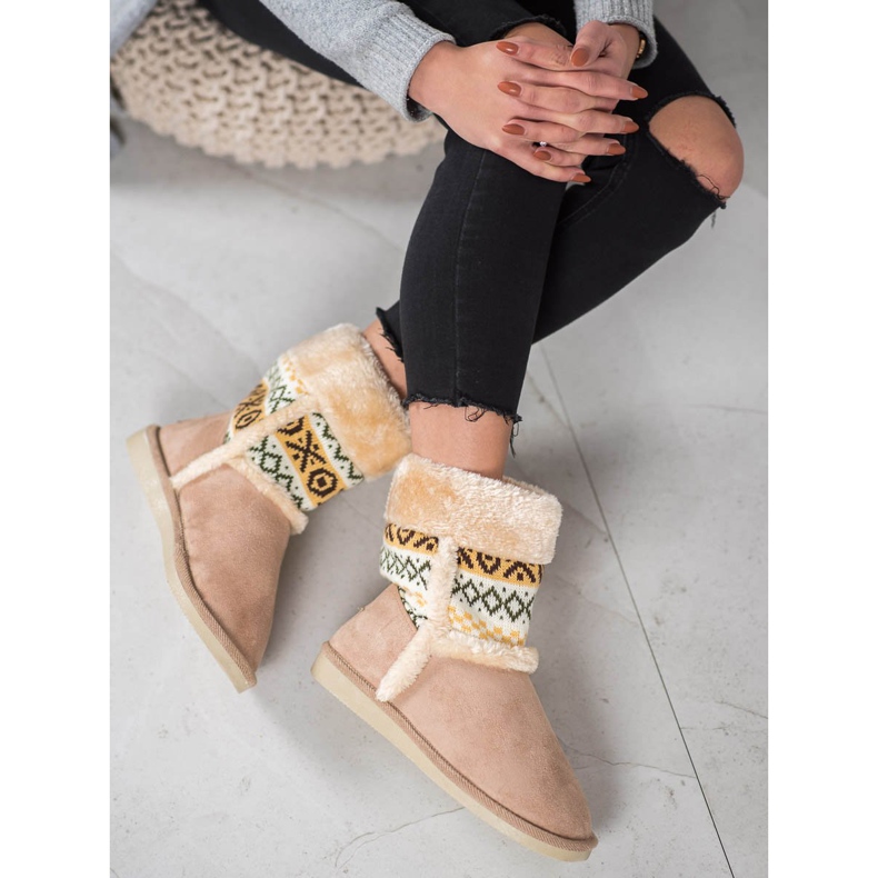 Badoxx Lumisaappaat etnisellä kuviolla ruskea 2