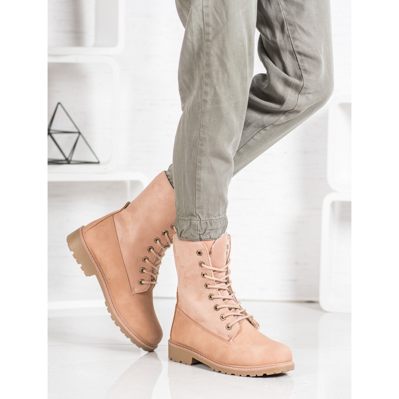 Super Me Nauhalliset saappaat vaaleanpunainen 1