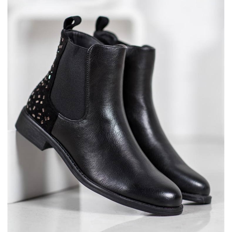 J. Star Saappaat kristalleilla musta 2