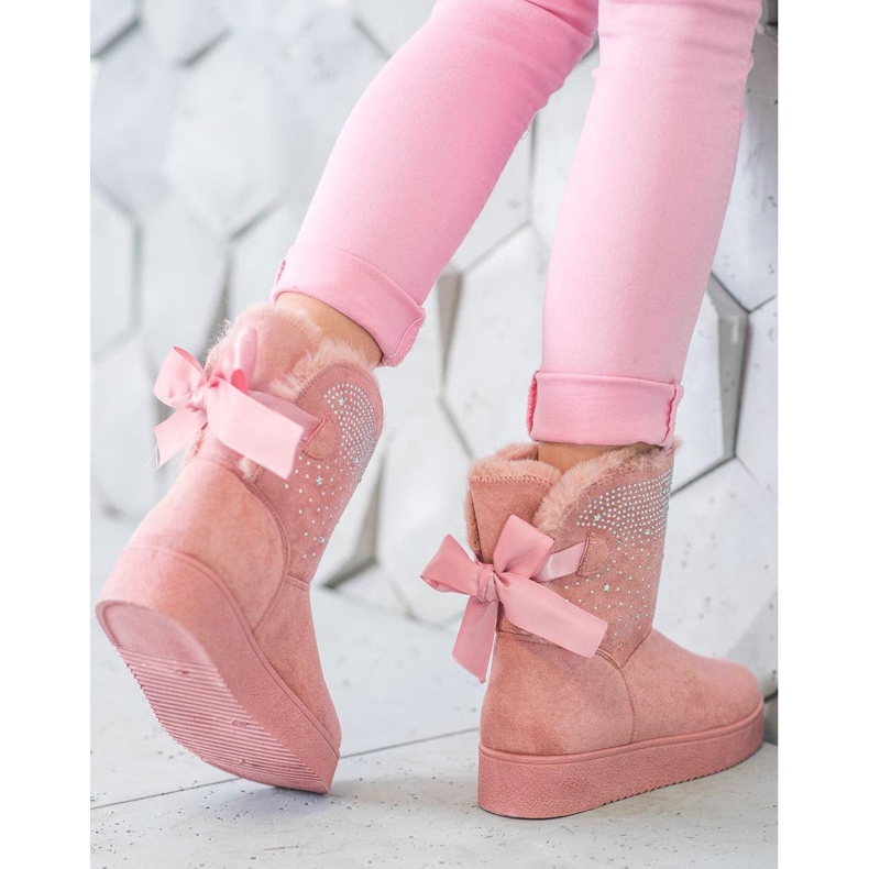 SHELOVET Mukluki kristallien kanssa vaaleanpunainen 1