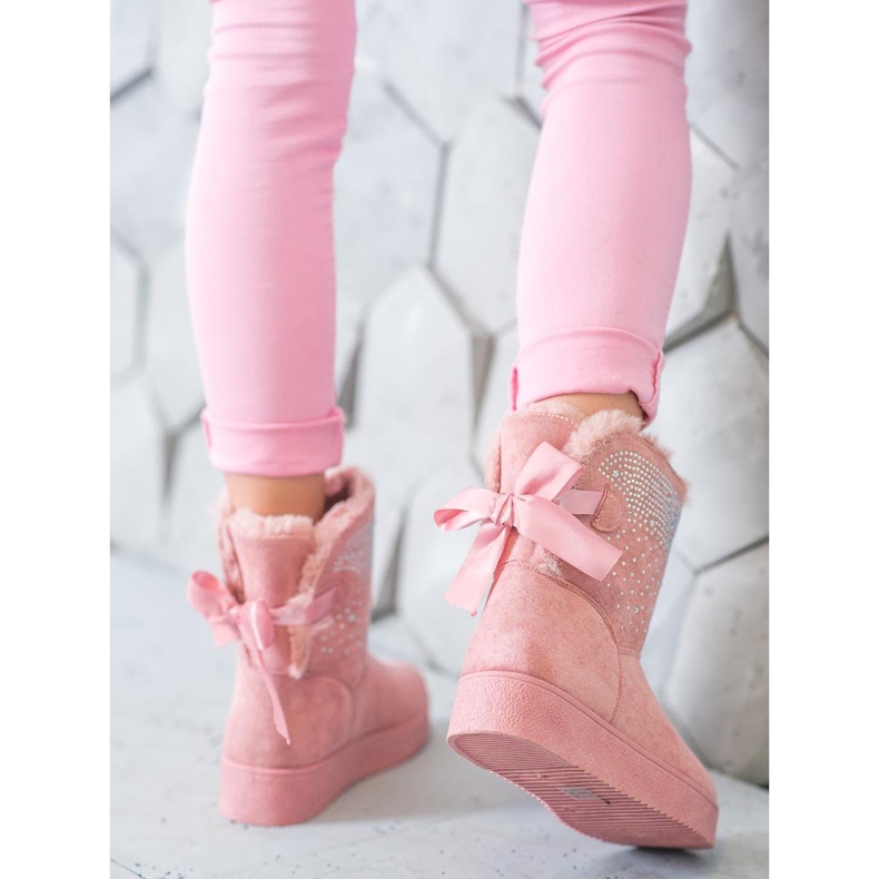 SHELOVET Mukluki kristallien kanssa vaaleanpunainen 2