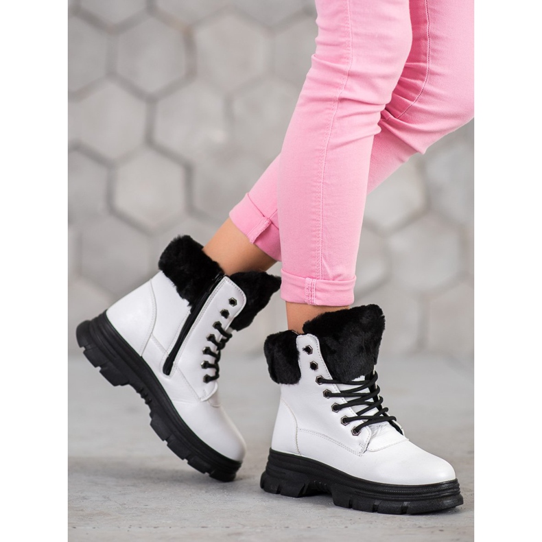 SHELOVET Lace-up työntekijät turkis valkoinen 2