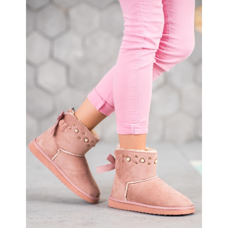 Bella Star Mokkanahka Mukluki helmillä vaaleanpunainen 2