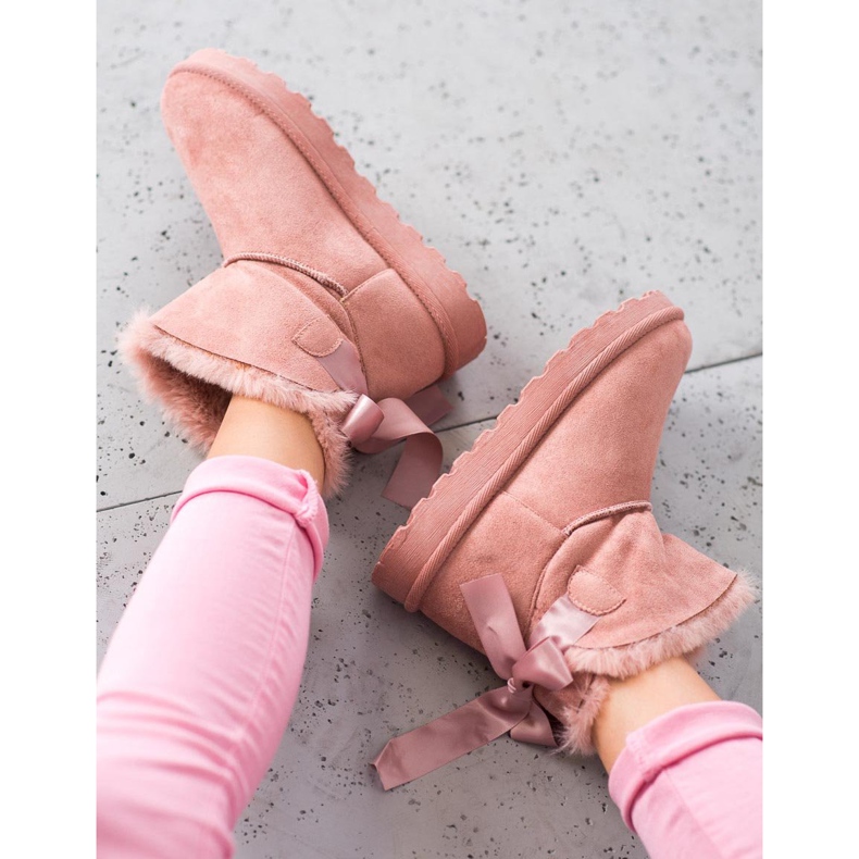 SHELOVET Lämmin Mukluki jousella vaaleanpunainen 2