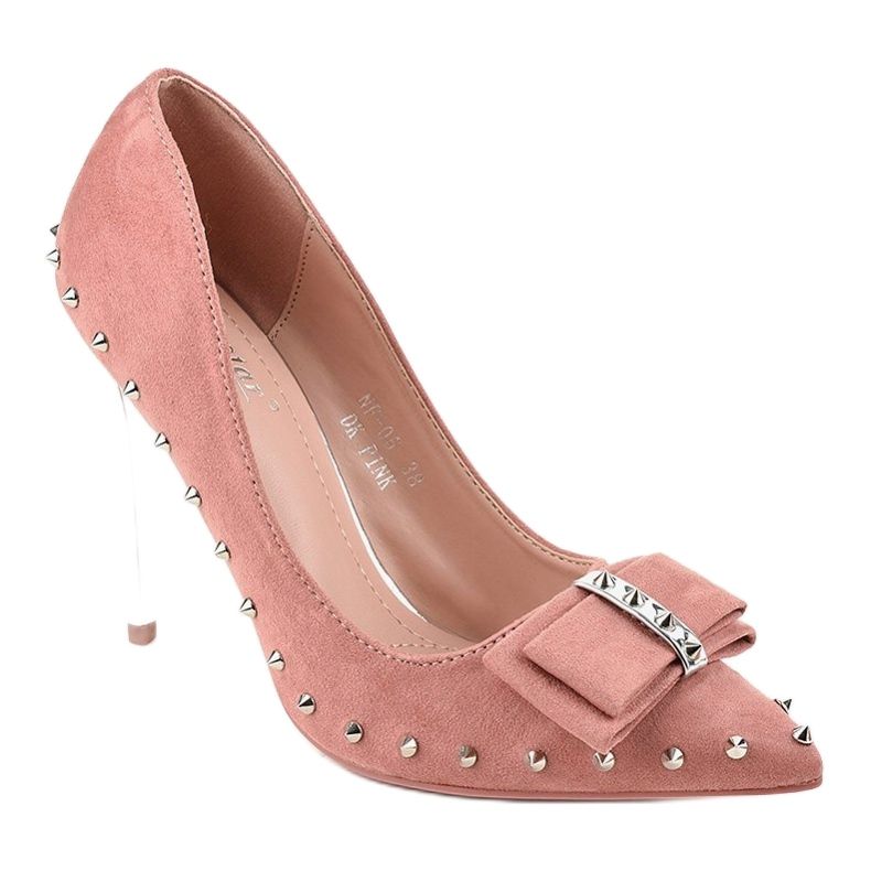 Tummanpunaiset pumput NF-05-kantapäässä vaaleanpunainen 1