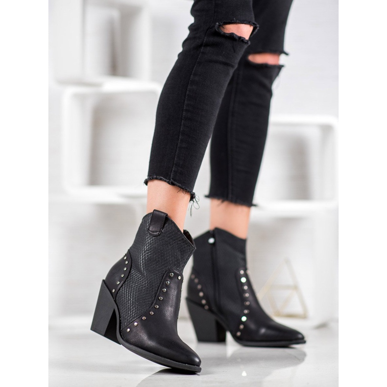 Small Swan Lämpimät cowboy -saappaat korkokengissä musta 2