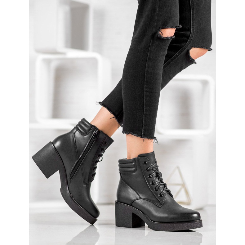 Super Mode Mukavat eko-nahkaiset saappaat musta 1