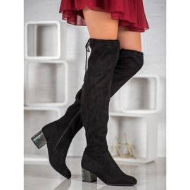 SDS Saappaat koristeellisella kantapäällä musta 1