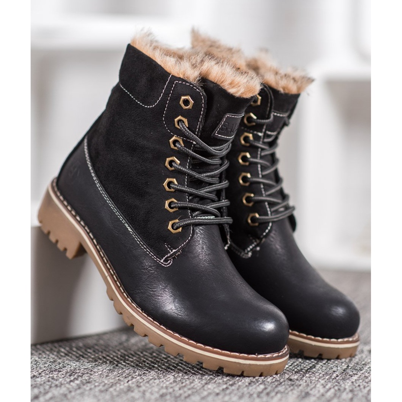 SHELOVET Laced Black Trappers musta 2