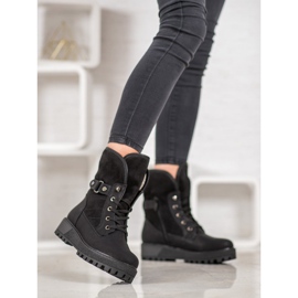 SHELOVET Nauhalliset saappaat lampaannahkaa musta 2