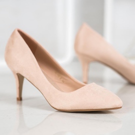 SHELOVET Beige mokkanahkaiset pumput 2