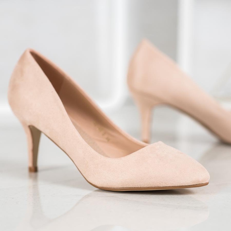 SHELOVET Beige mokkanahkaiset pumput 2