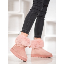 SHELOVET Mukluki turkisten kanssa vaaleanpunainen 1