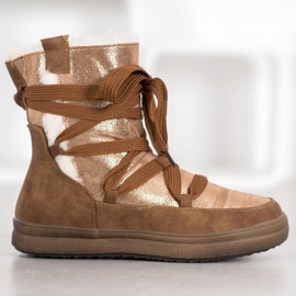 SDS Lämpimät lumisaappaat ruskea kultainen 2