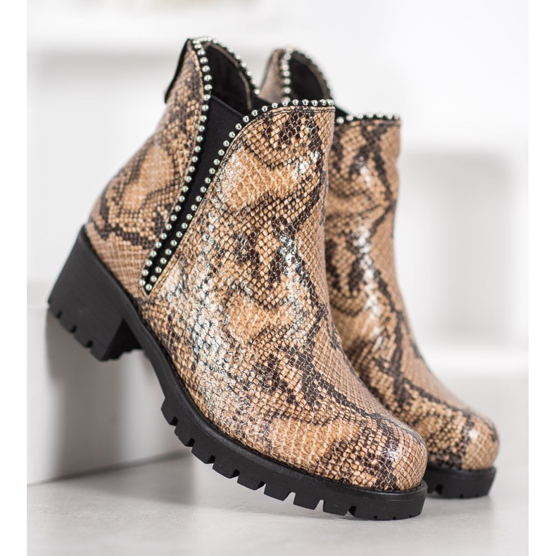 SDS Snake Print Chelsea -saappaat ruskea 2
