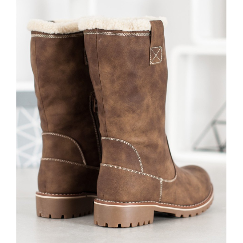 SDS Lämpimät saappaat eko -nahalla ruskea 1