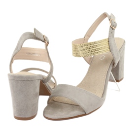 Sandaalit postitse Filippo DS817 harmaa / kulta keltainen 4