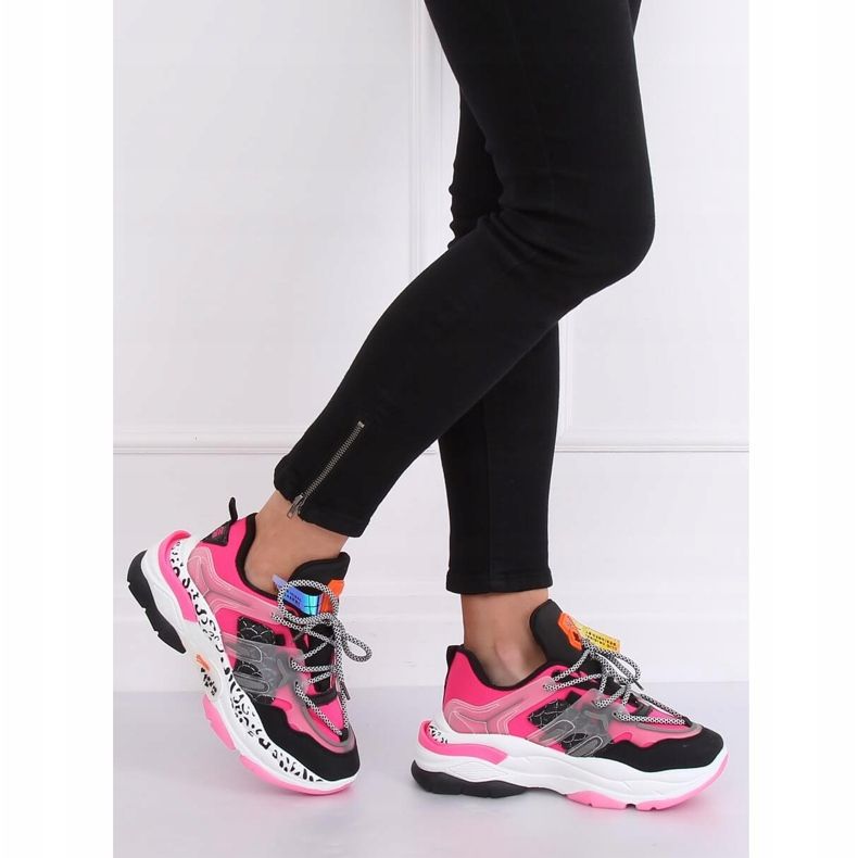 LA65P Fushia Trainers musta vaaleanpunainen monivärinen 1