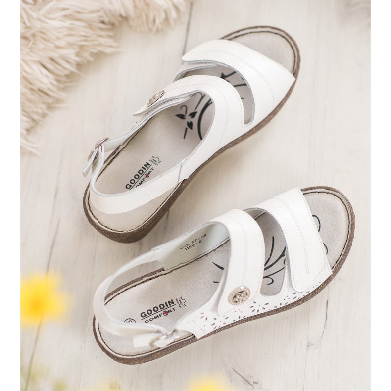 Goodin Nahka Wedge Sandaalit valkoinen 2