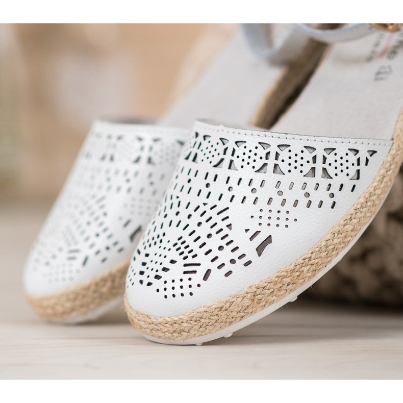 VINCEZA nahkaiset vetoketjulliset ballerinat valkoinen 1