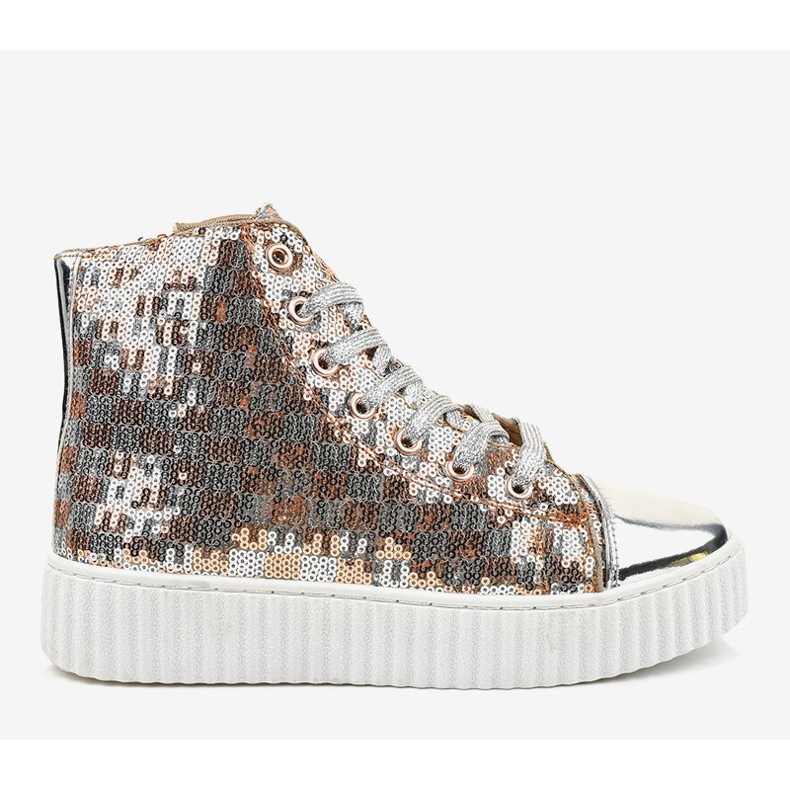 Hopeiset lenkkarit alustalla, jossa on 1761 vetoketjua harmaa 2