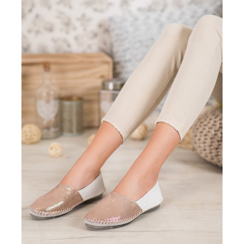 VINCEZA -nahkatossut valkoinen keltainen 1