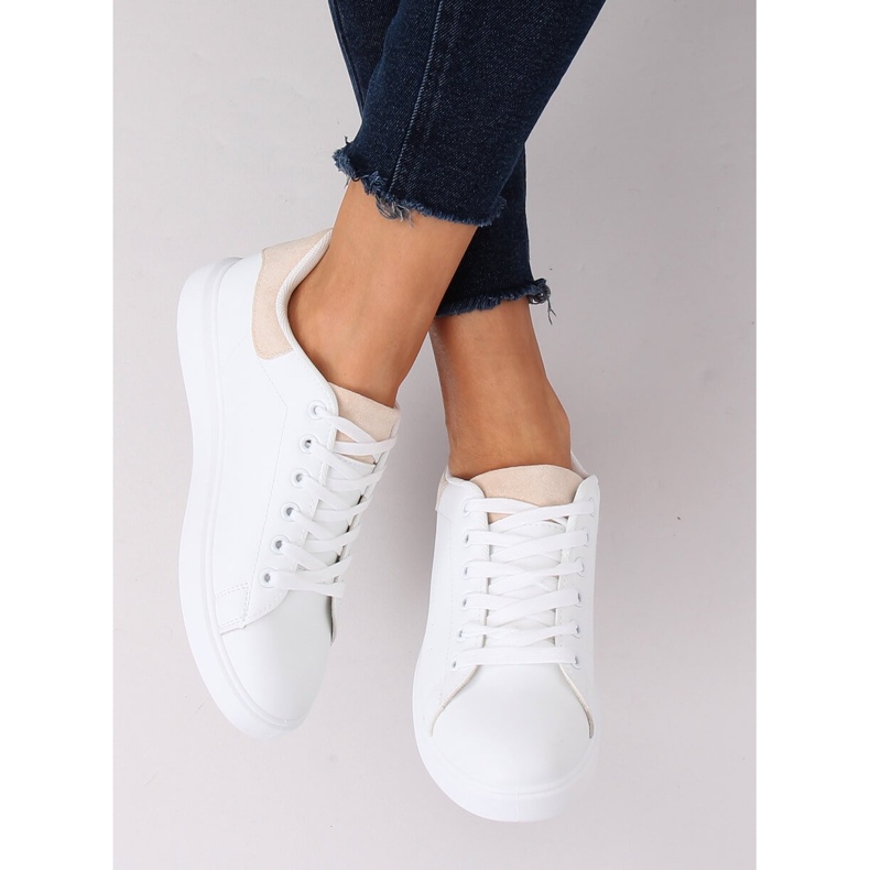 Valkoiset naisten lenkkarit LA85P Beige valkoinen 2