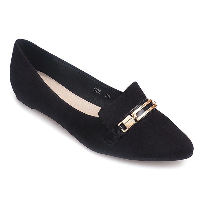 Ballerinat mokkasiinit, joissa Eco-Suede N26 musta 1