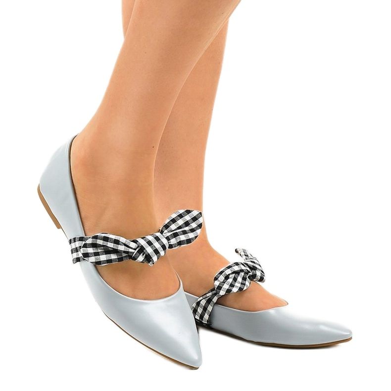 Siniset nauhoitetut ballerinat jousilla NK07P sininen 1