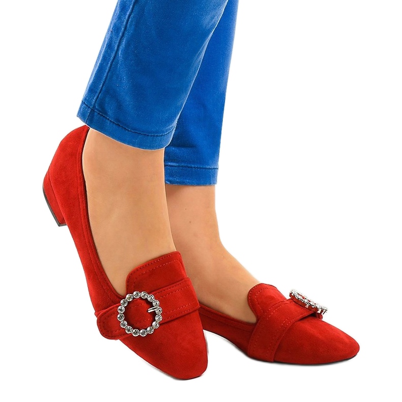 Punaiset mokkanahkaiset korkokengät L419 punainen 1