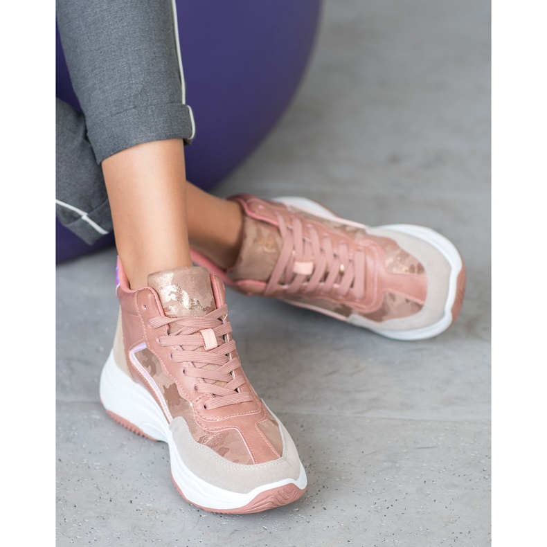 Ideal Shoes Korkeat saappaat lavalla vaaleanpunainen monivärinen 2