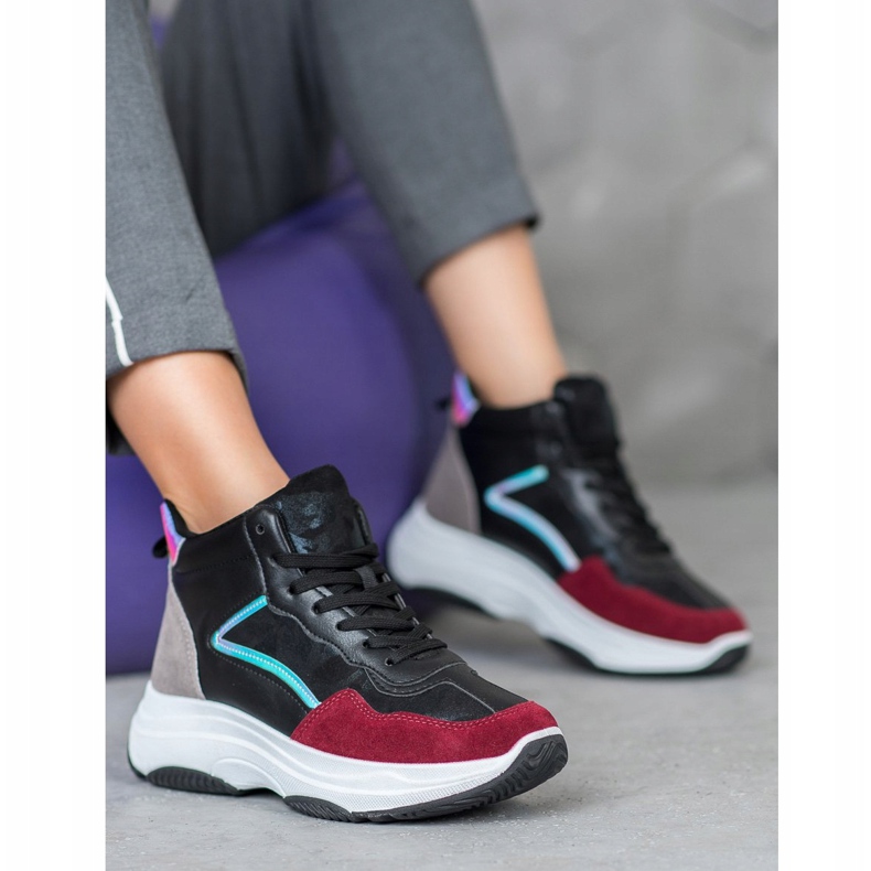 Ideal Shoes Korkeat saappaat lavalla musta monivärinen 1