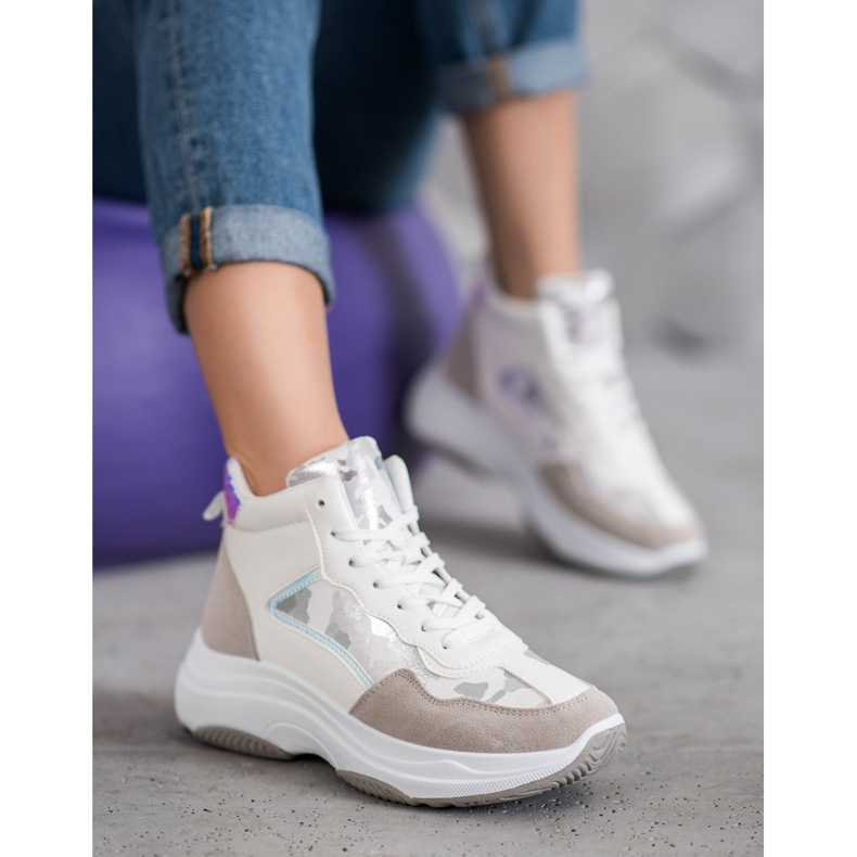 Ideal Shoes Korkeat saappaat lavalla valkoinen ruskea monivärinen 2