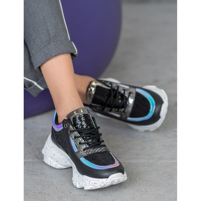 SHELOVET Lenkkarit paljeteilla alustalla musta monivärinen 2