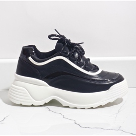 Mustat, eko-nahkaiset urheilukengät 7918-Y 2