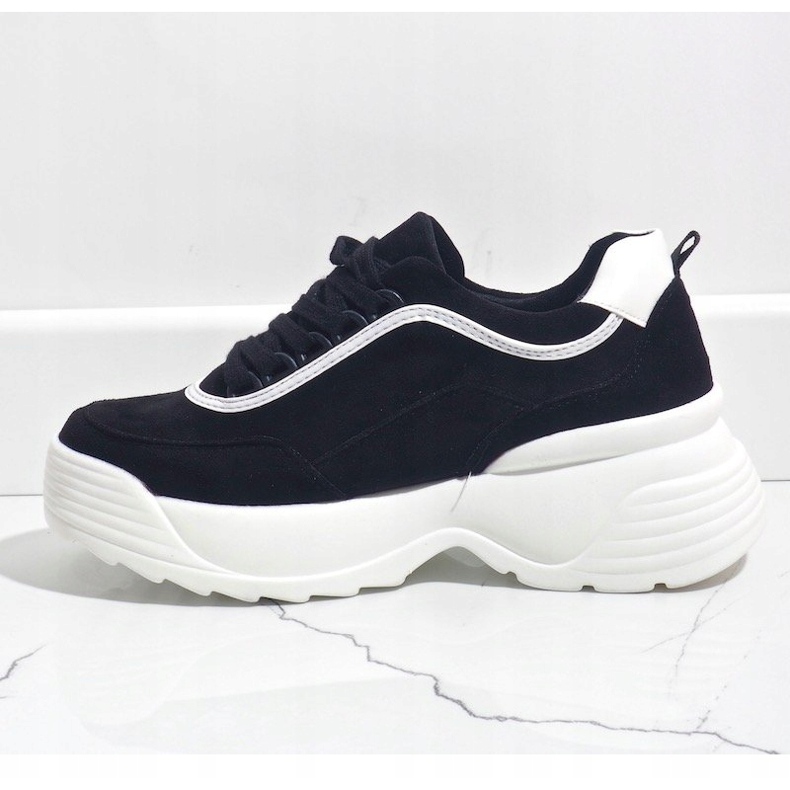 Mustat, eko-nahkaiset urheilukengät 7917-Y 2