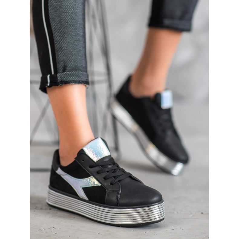 Ideal Shoes Tennarit holoefektillä musta keltainen 1